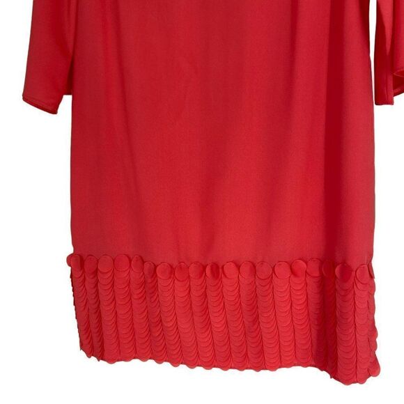 IN Studio Petite Layered Fringe Dress NWT Coral Size 12P - Picture 3 of 11